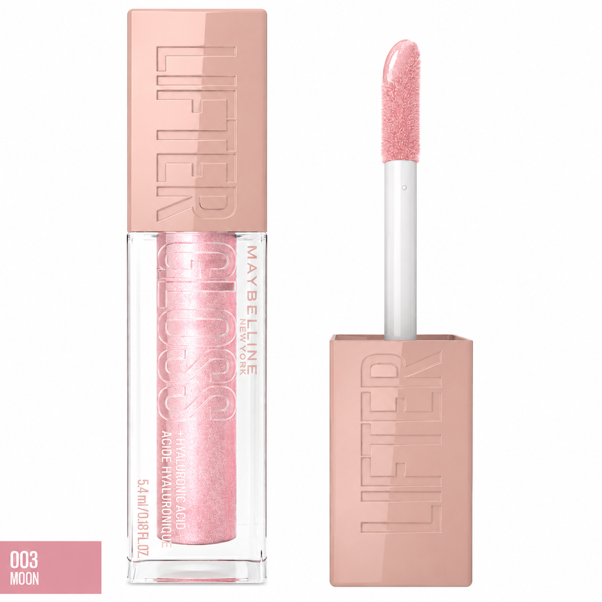 Maybelline New York Lifter Gloss 003 Moon pink glitter lip gloss with applicator wand