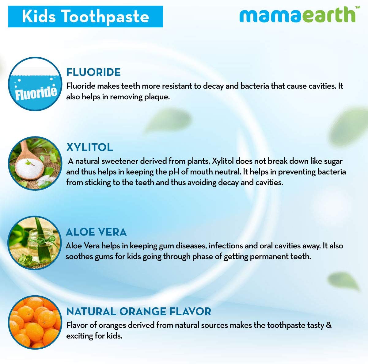 Mamaearth - Sulfate Free Awesome Orange Toothpaste For Kids With Fluoride 50g