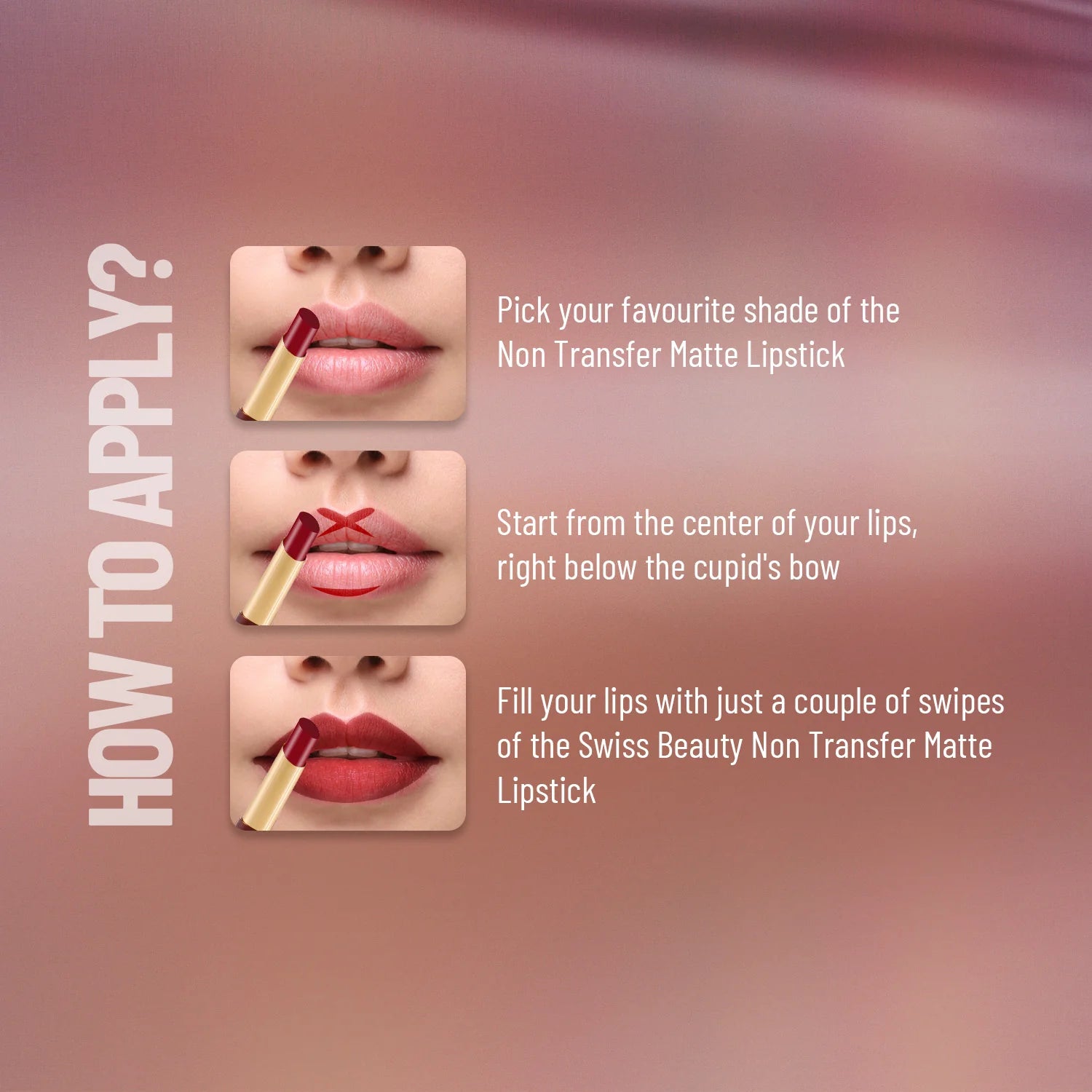 Swiss Beauty Non-Transfer Smooth & Waterproof Matte Lipstick  Shade No. 15 Pink Up