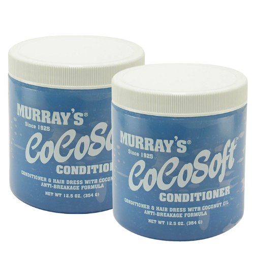 Blue coconut conditioner duo with white ribbed lids, 12.5 oz each