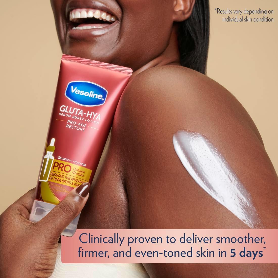 Vaseline Gluta-Hya Body Lotion for visibly bright and smooth skin Pro-Age Restore with Pro Collagen Complex to reduce fine lines 200ml
