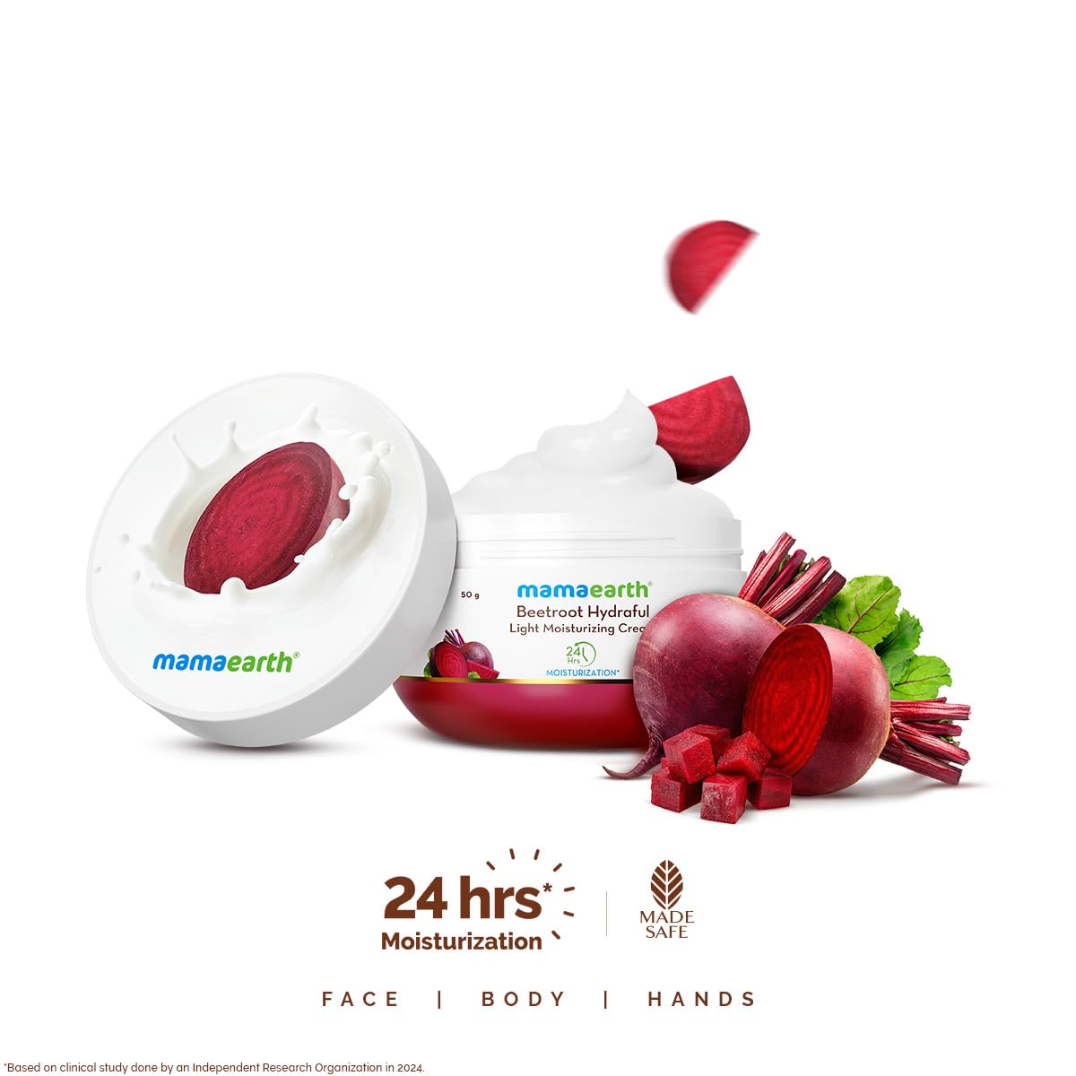 Mamaearth - Beetroot Hydraful Light Moisturizing Cream with Beetroot & Hyaluronic Acid for Hydrated Pink Glow 50g