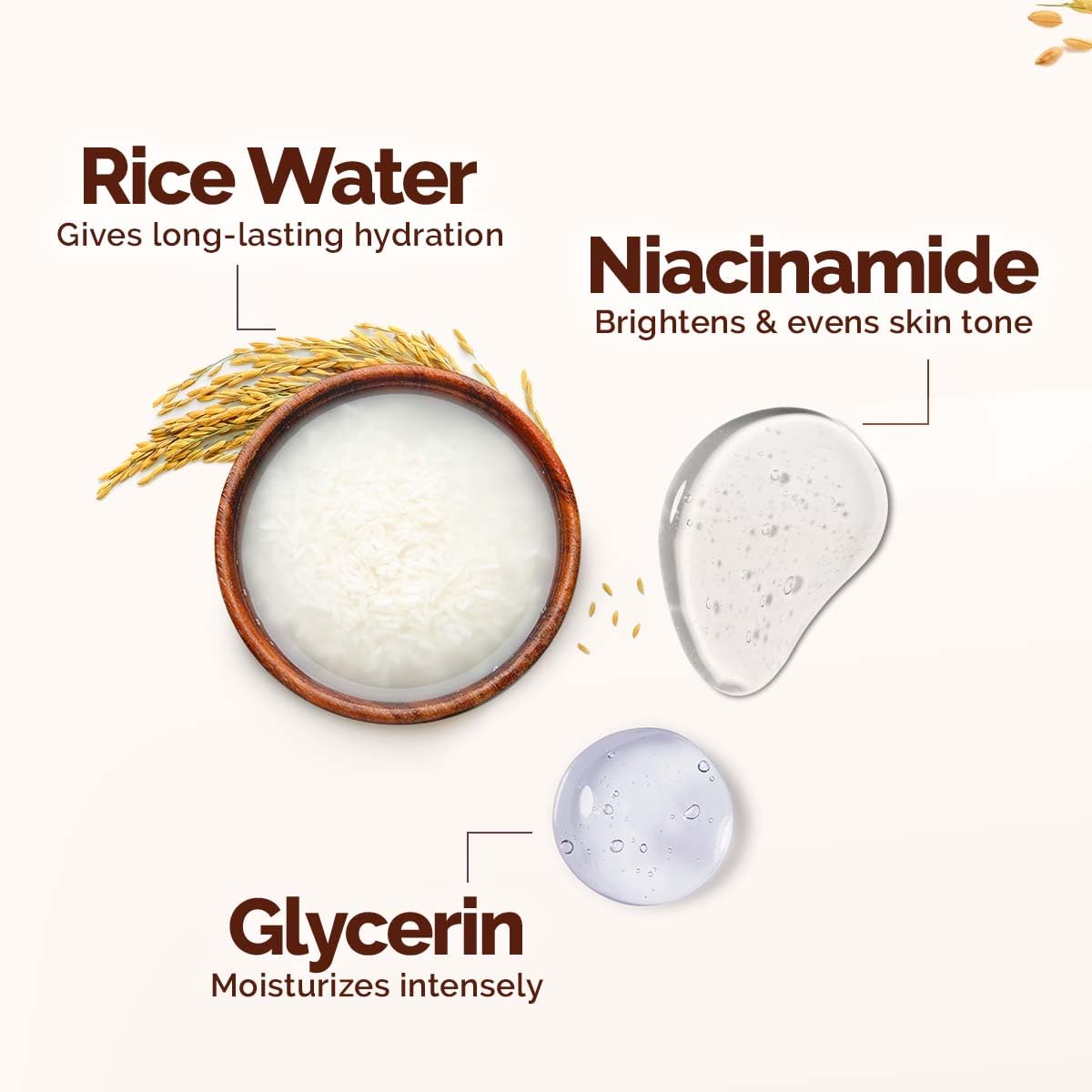 Mamaearth - Rice Dewy Bright Light Moisturizing Cream with Rice Water & Niacinamide for Glass-Skin 50g