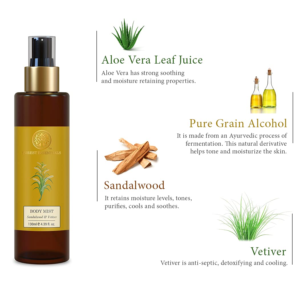 Forest Essentials - Body Mist Sandalwood & Vetiver 130ml