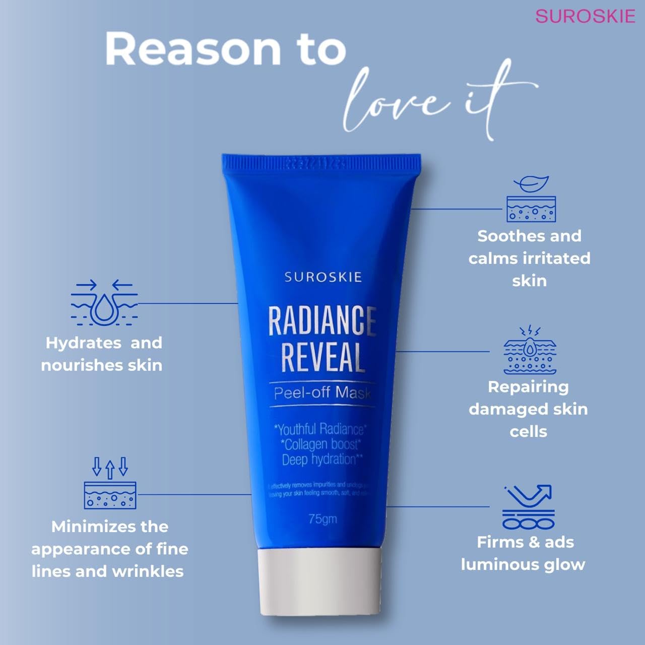 Suroskie - Radiance Reveal Peel-Off Mask | Unveil a radiant, youthful complexion with our Radiance Reveal Peel-Off Mask | 75g