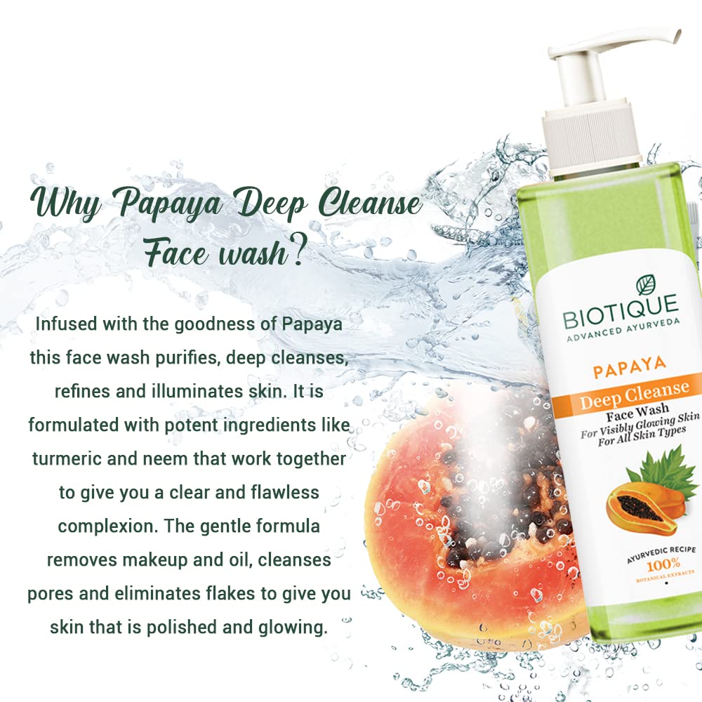 Biotique - Bio Papaya Deep Cleanse Face Wash For All Skin Types 200ml