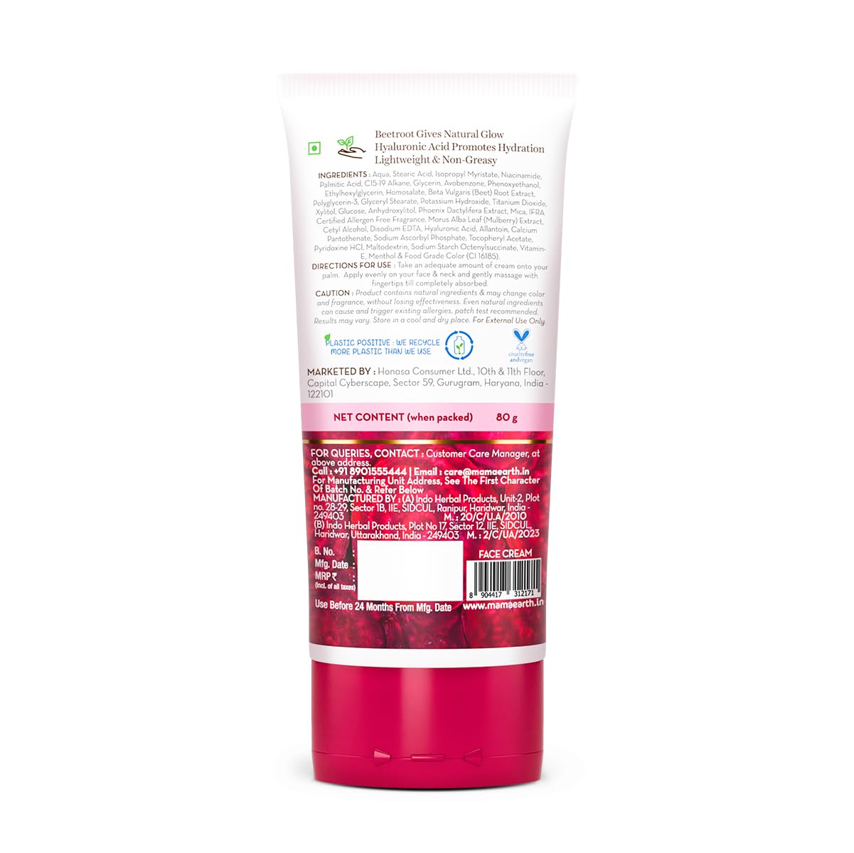 Mamaearth - Beetroot Daily Glow Face Cream With Beetroot & Hyaluronic Acid 80g