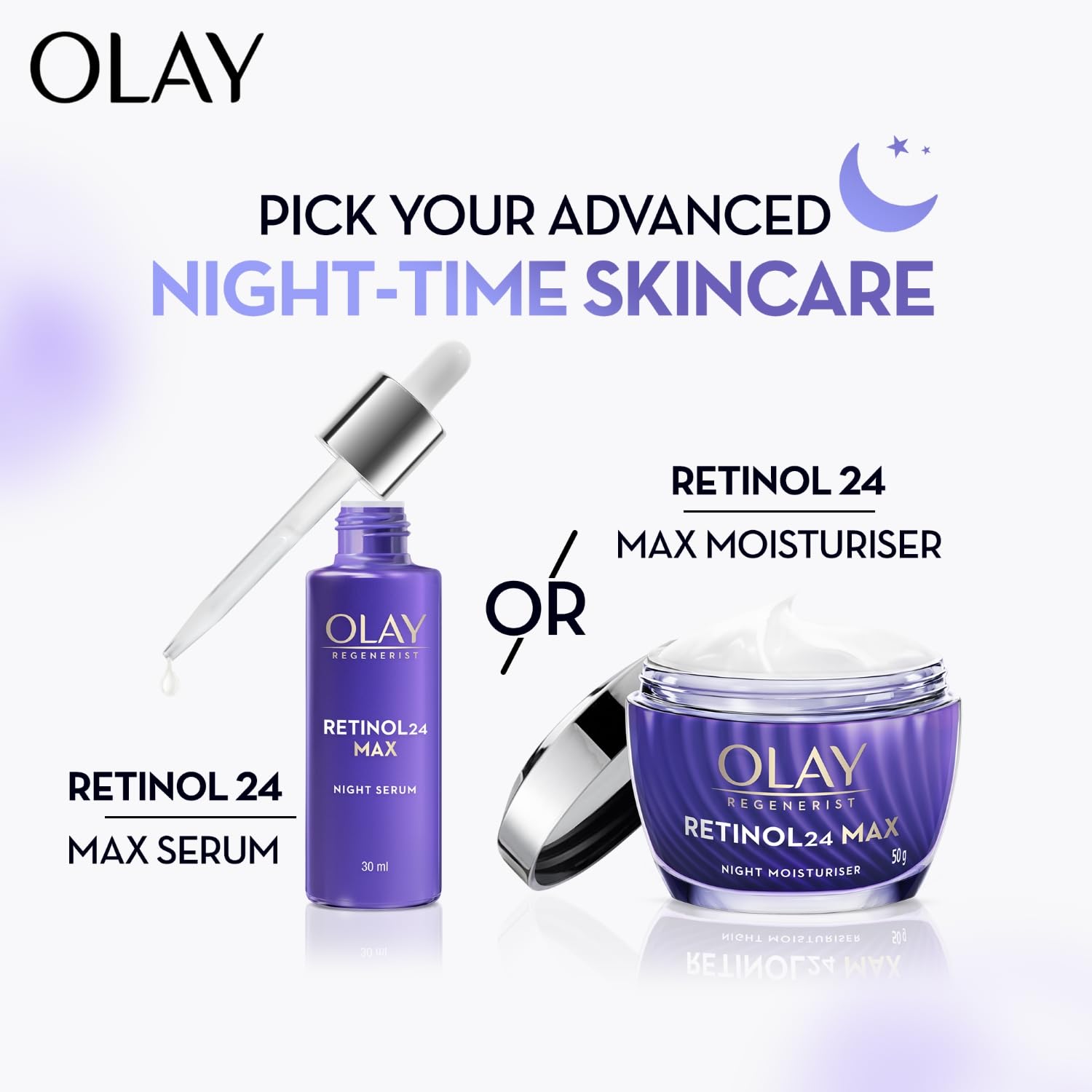 Olay Retinol 24 Max Night Serum, Visibly Reduces Fine Lines in 7 Nights, No Redness, Fragrance Free 30ml