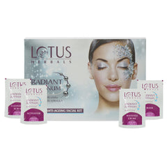 Radiant Platinum anti-ageing facial kit set of 4 shown with cream and mask packs
