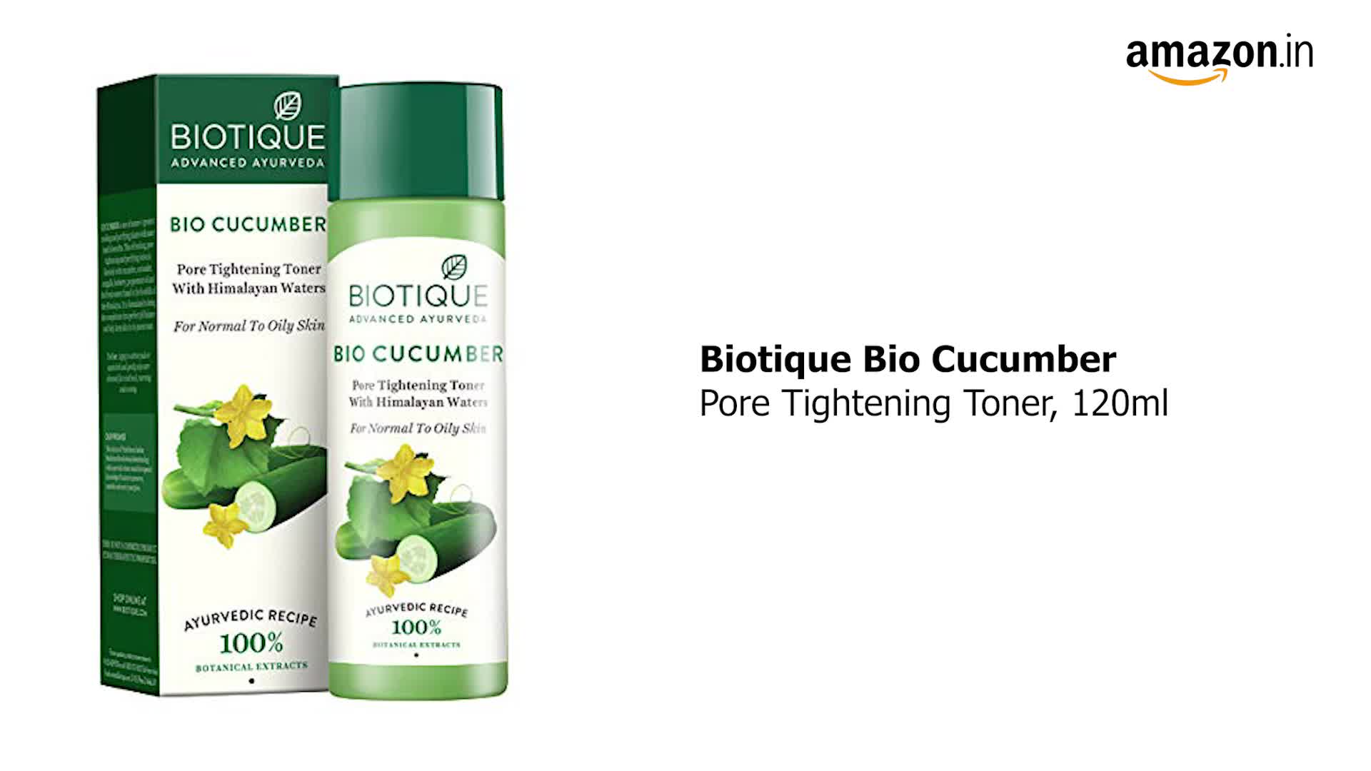 Biotique Cucumber Pore Tightening Normal to Oily Skin Refreshing Toner - 120ml