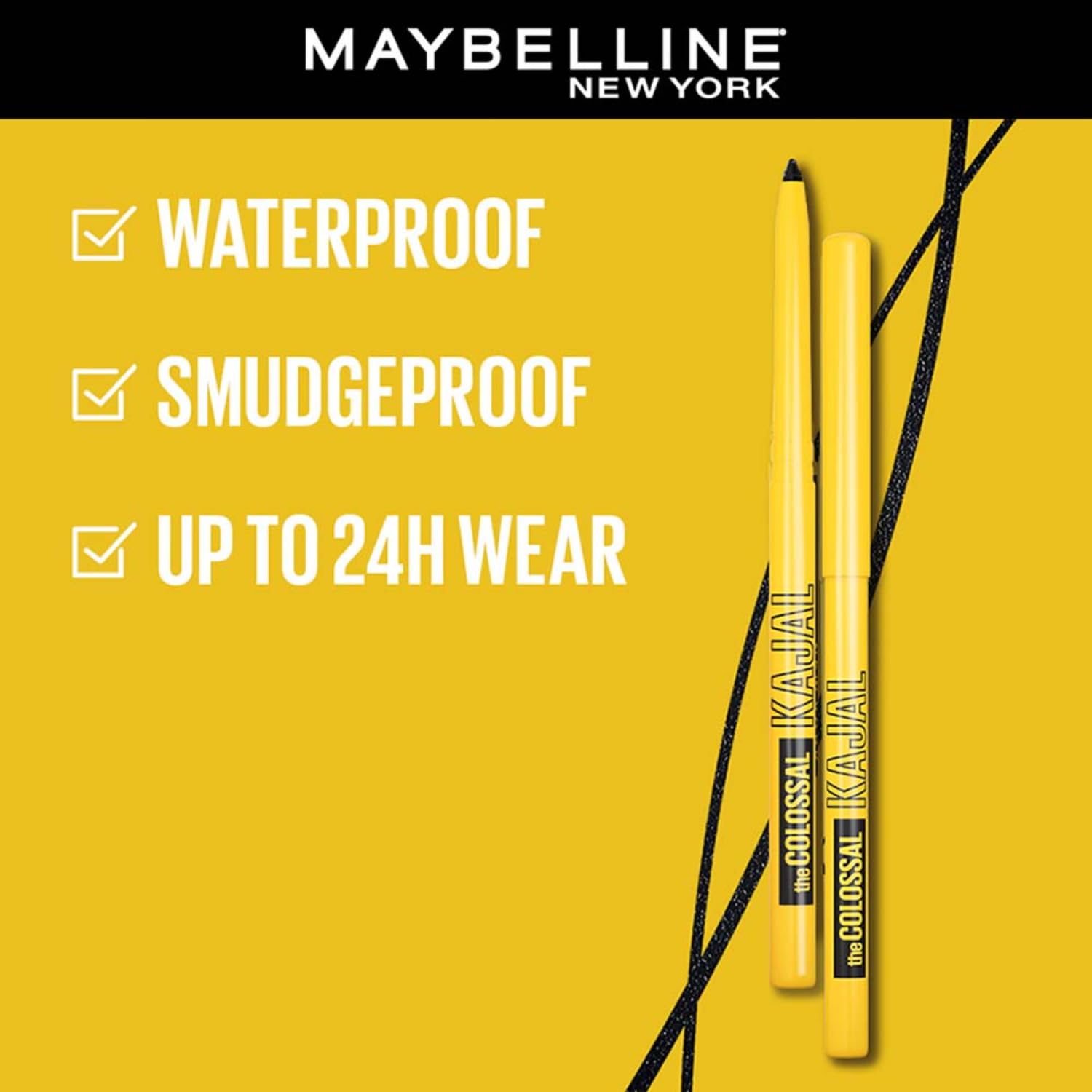 Maybelline - New York The Colossal Kajal, Smudgeproof & Waterproof Lasts Up To 24H - Deep Black 0.35g