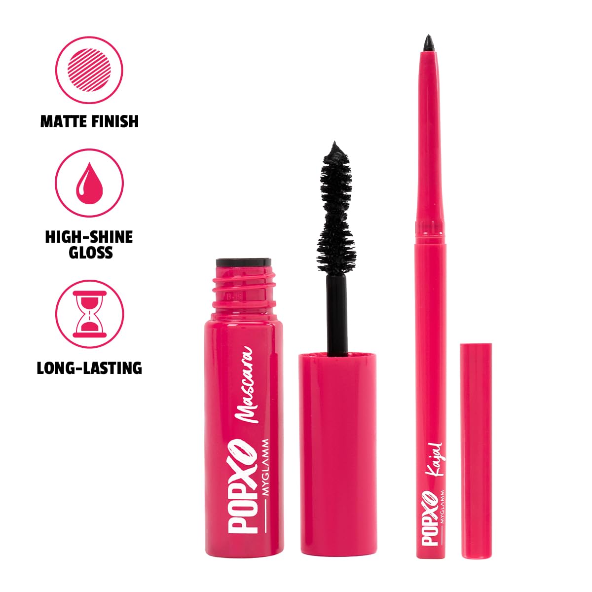 MyGlamm - POPxo After Dark Eye Makeup Kit | Black Eye Kajal & Mascara | Long Lasting, Smudge-proof, Volumising & Water Resistant