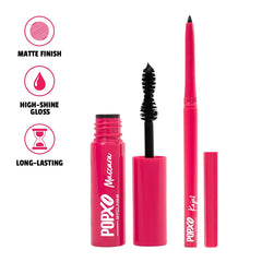 MyGlamm - POPxo After Dark Eye Makeup Kit | Black Eye Kajal & Mascara | Long Lasting, Smudge-proof, Volumising & Water Resistant