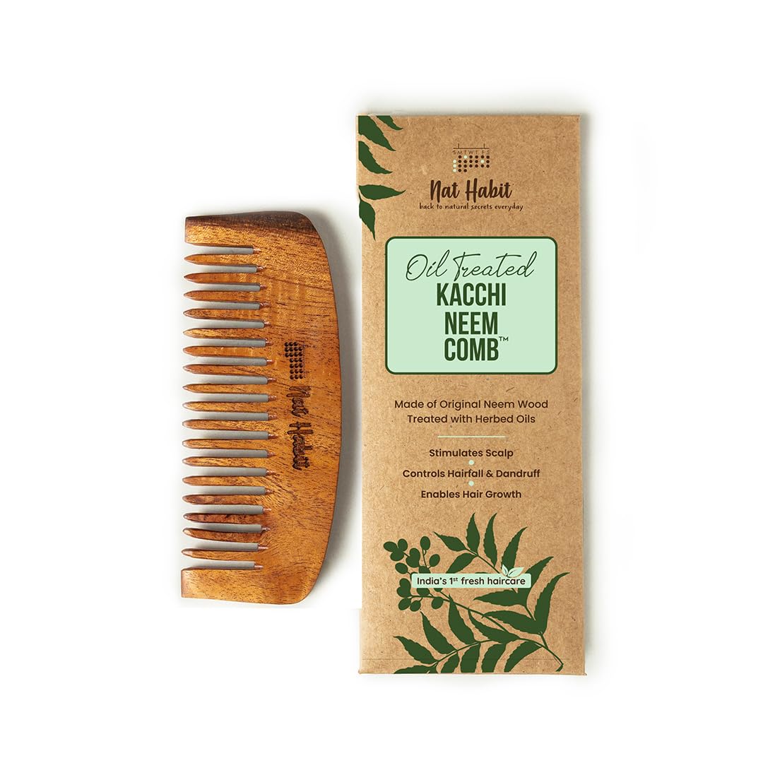 Nat Habit - Oil Treated Kacchi Neem Wide Tooth Bounce Comb