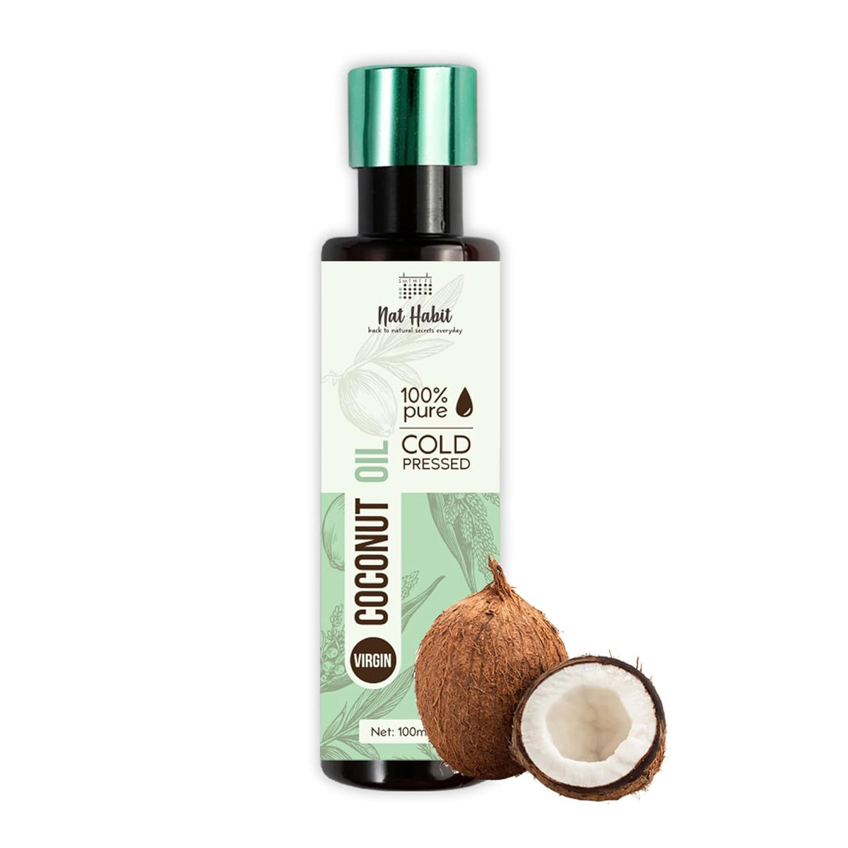 Nat Habit - Extra Virgin Cold Pressed Coconut Oil For Dry, Frizzy Hair, Rough Skin & Wrinkle Reduction 100ml