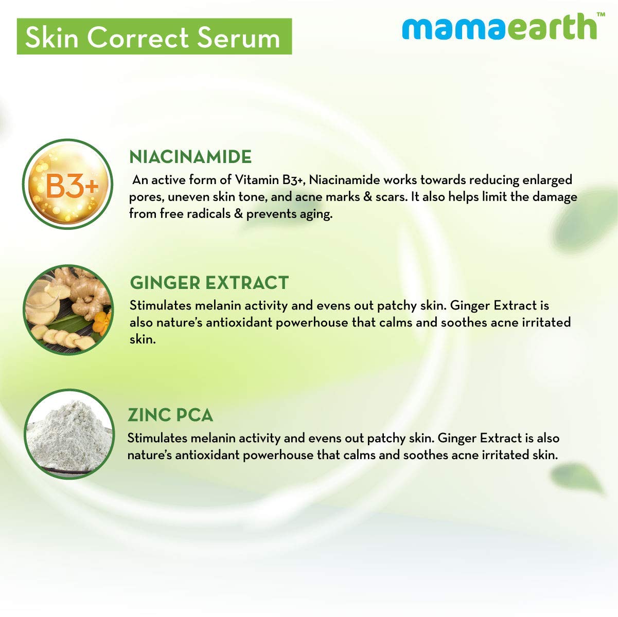 Mamaearth - Skin Correct Face Serum with Niacinamide and Ginger Extract for Acne Marks and Scars - 30 ml