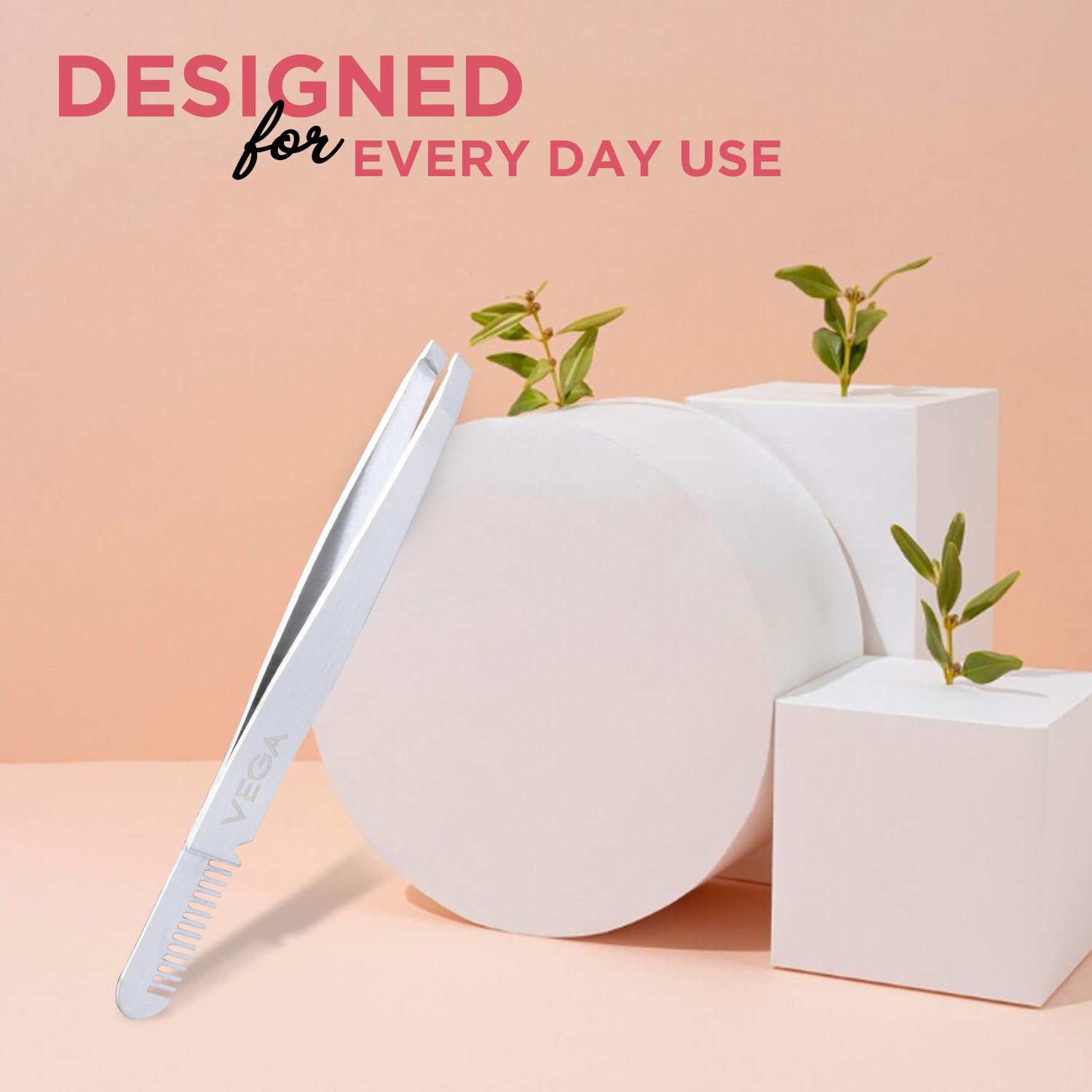 Vega - 2 In 1 Brow Groomer & Tweezer - TWE-01
