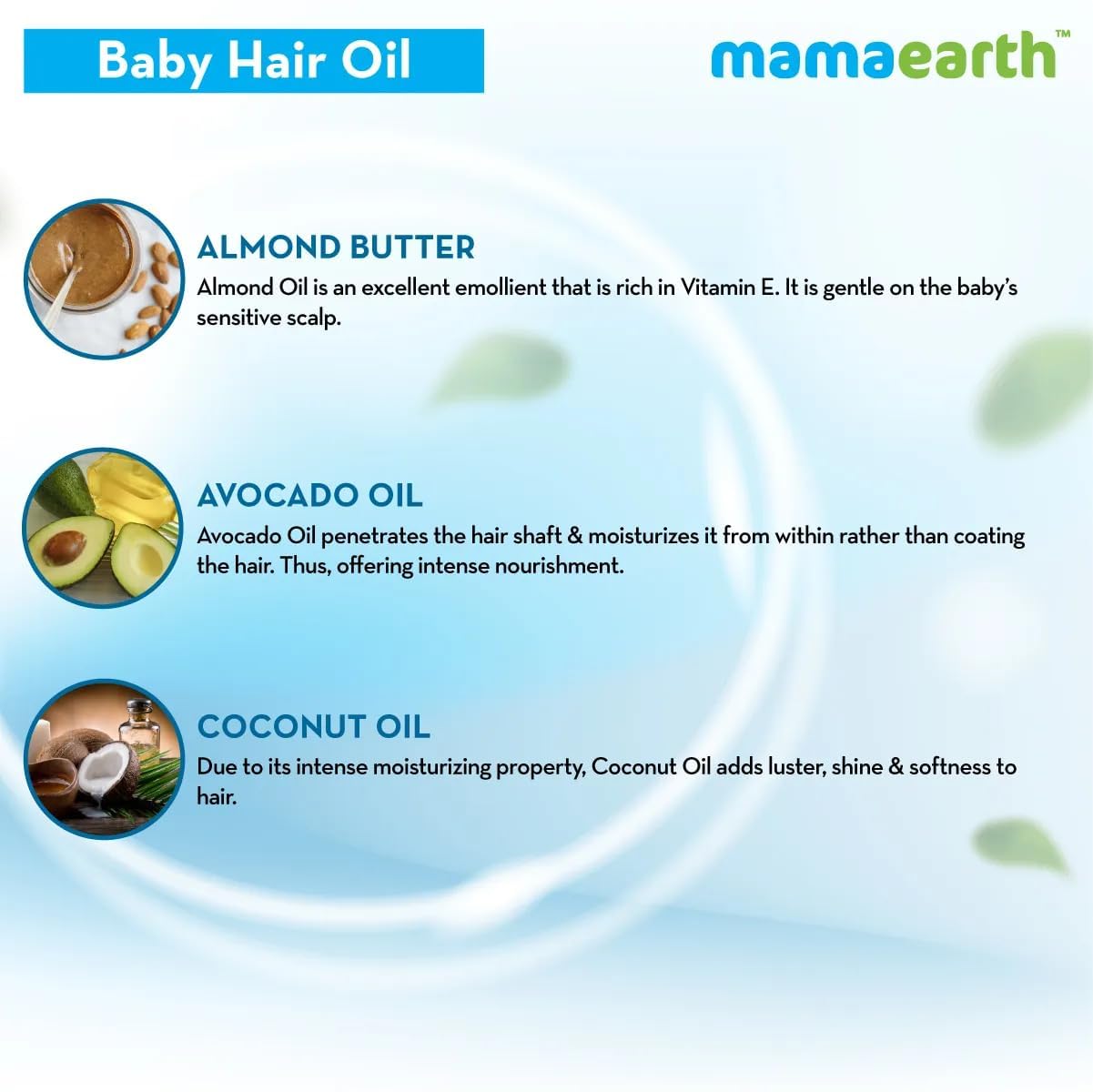 Mamaearth - Milky soft Nourishing Baby Hair Oil with Almond and Avocado 100ml