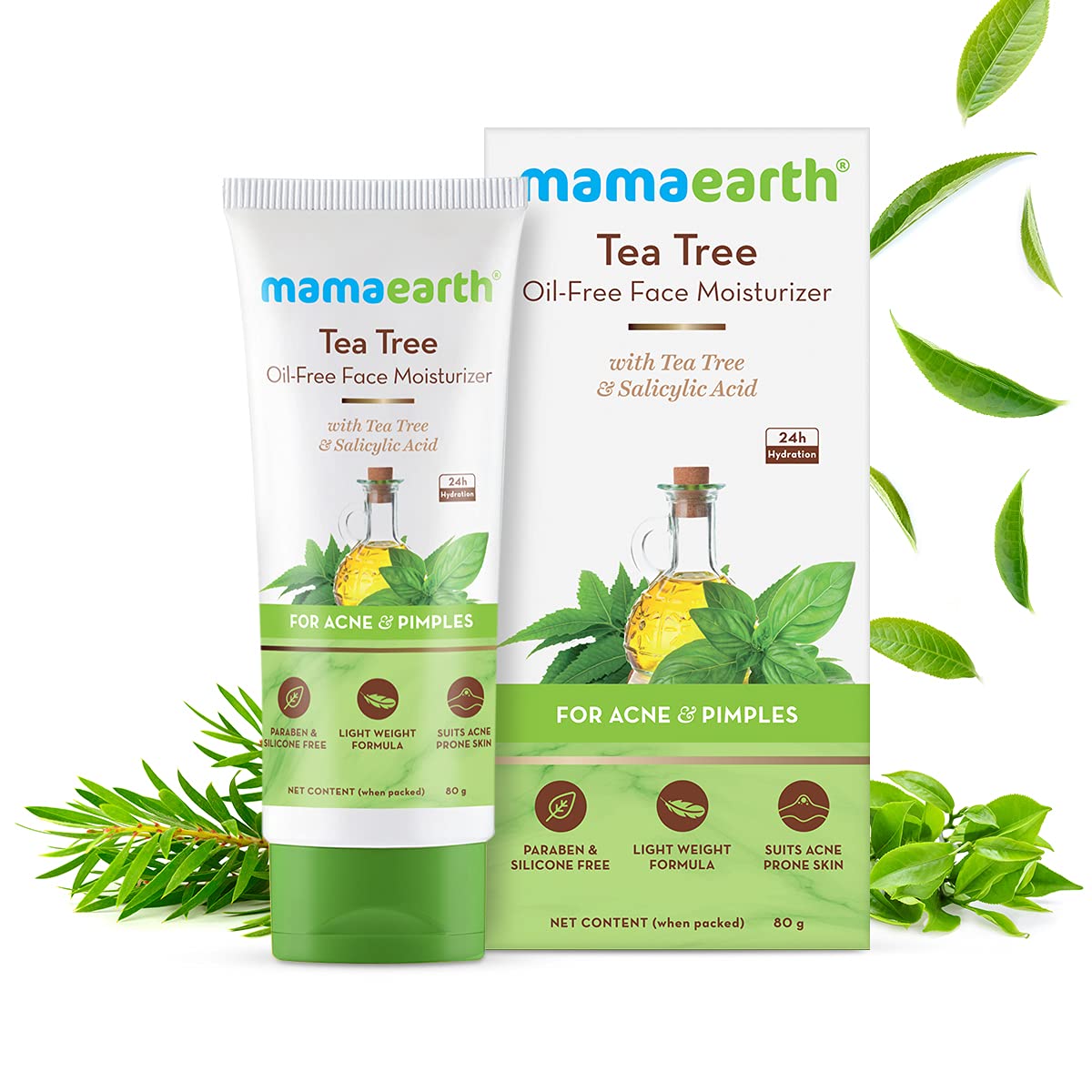 Mamaearth - Tea Tree Oil-Free Face Moisturizer with Tea Tree and Salicylic Acid for Acne and Pimples 80ml