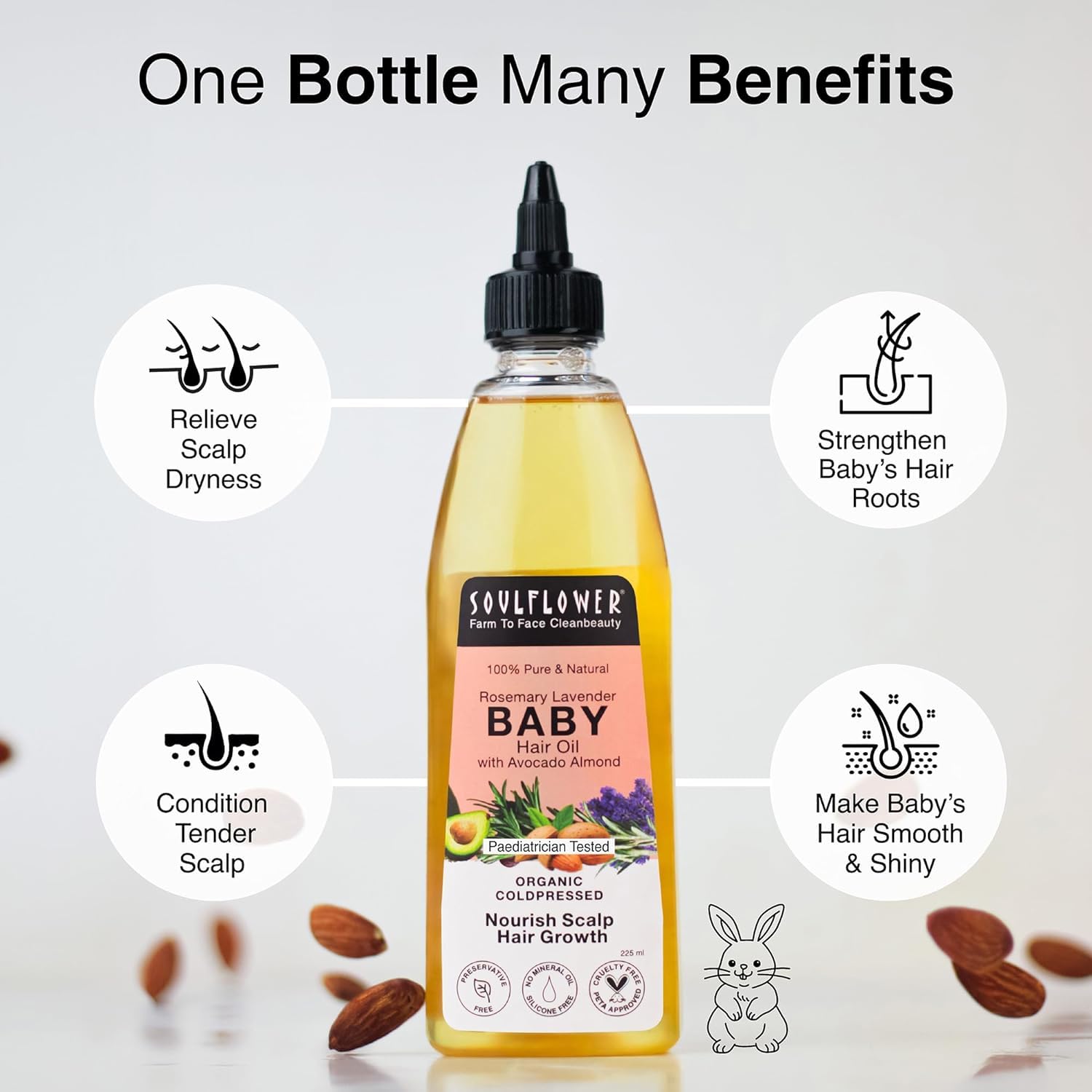SoulFlower - Rosemary Lavender Baby Hair Growth Oil for Gentle Nourishment & Healthy Scalp 225ml