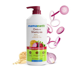 Mamaearth - Onion Shampoo for Hair Fall Control and Hair Growth with Onion & Plant Keratin - 1L