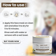 TNW - The Natural Wash De-Tan Face Pack for Glowing Skin and Tan Removal with Orange Extract 50g