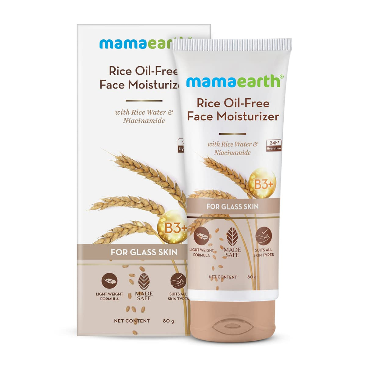 Mamaearth - Rice Oil-Free Face Moisturizer With Rice Water & Niacinamide for Glass Skin 80g