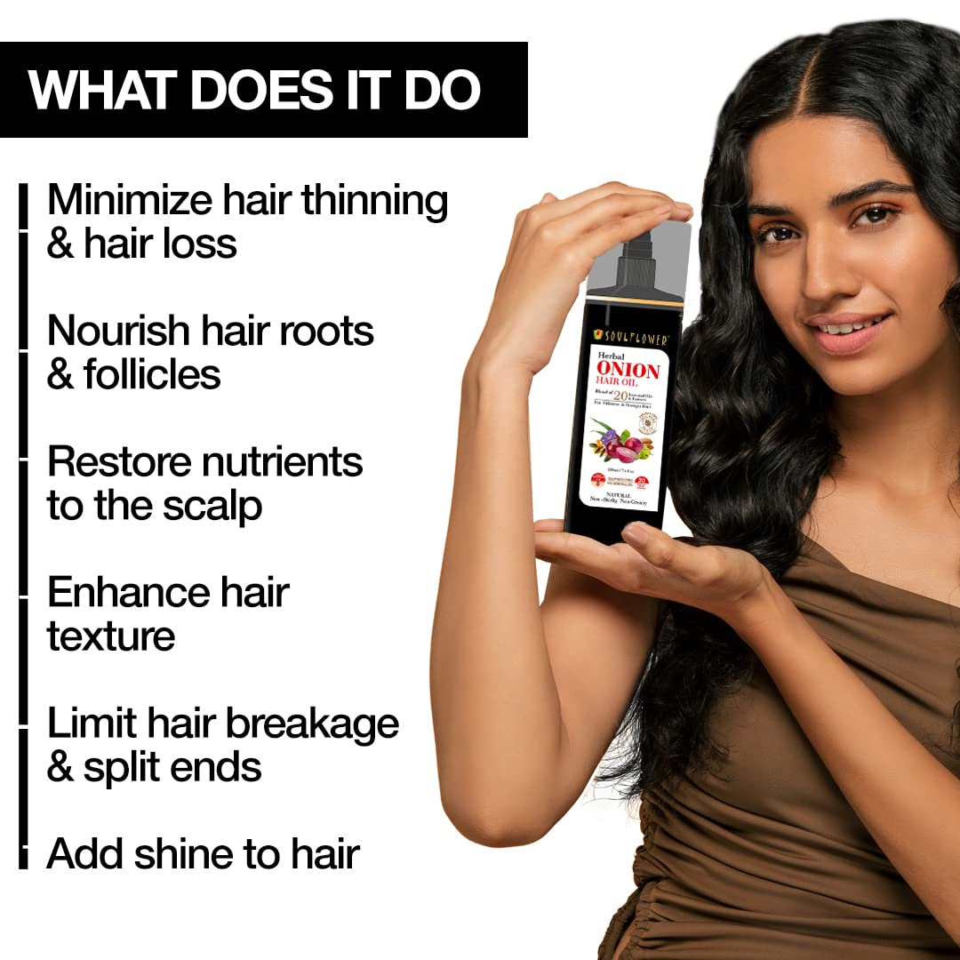 SoulFlower - Onion Amla Hair Growth Oil for Strengthening & Hair Fall Control 220ml