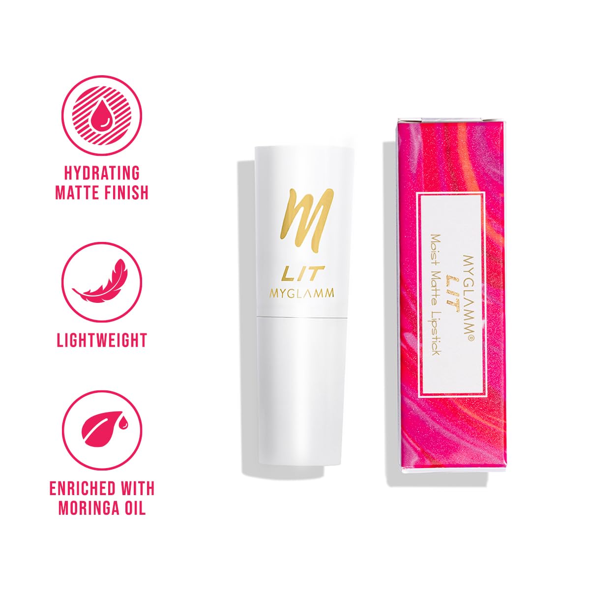 MyGlamm - Lit Moist Matte Lipstick - Red Lady 4.2g