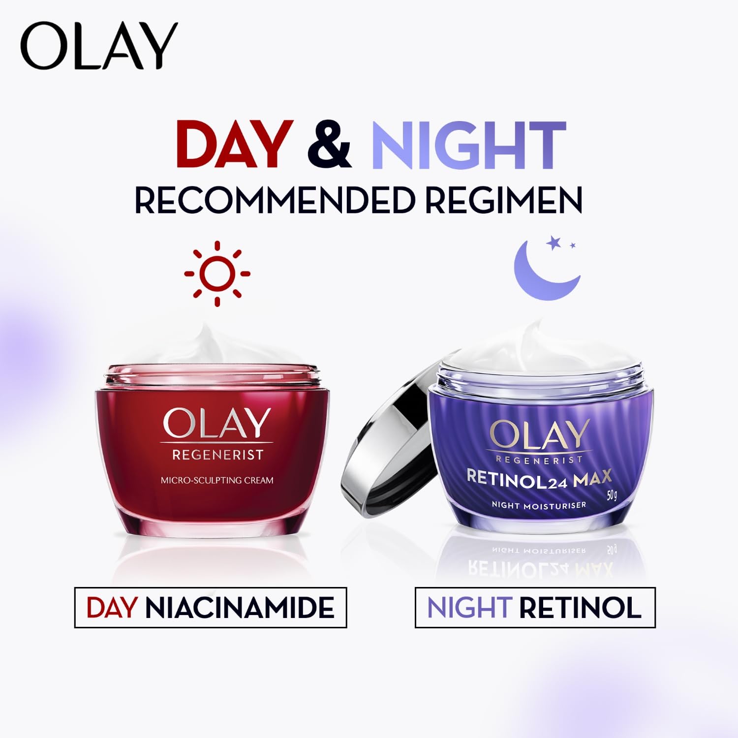 Olay Retinol 24 Max Night Cream, Visibly Reduces Fine Lines in 7 Nights, No Redness, Fragrance Free 50g