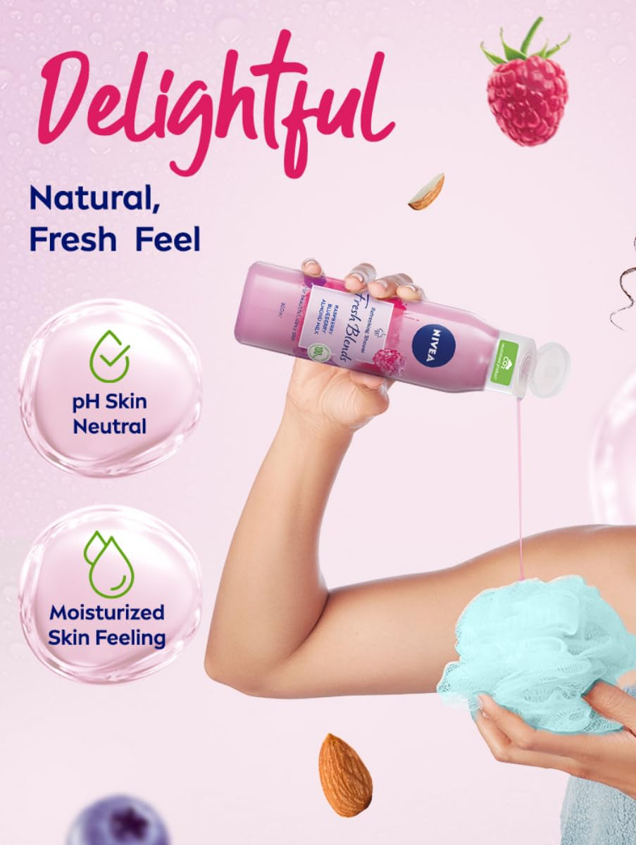 Nivea Fresh Blend Raspberry Blueberry Almond Milk Shower Gel 300ml