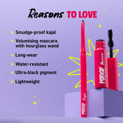 MyGlamm - POPxo After Dark Eye Makeup Kit | Black Eye Kajal & Mascara | Long Lasting, Smudge-proof, Volumising & Water Resistant