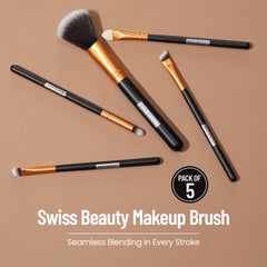 Swiss Beauty - Makeup Brush Set of 5 Golden Shade No. 1