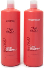 Wella Invigo Color Brilliance 1L set: red shampoo and conditioner bottles