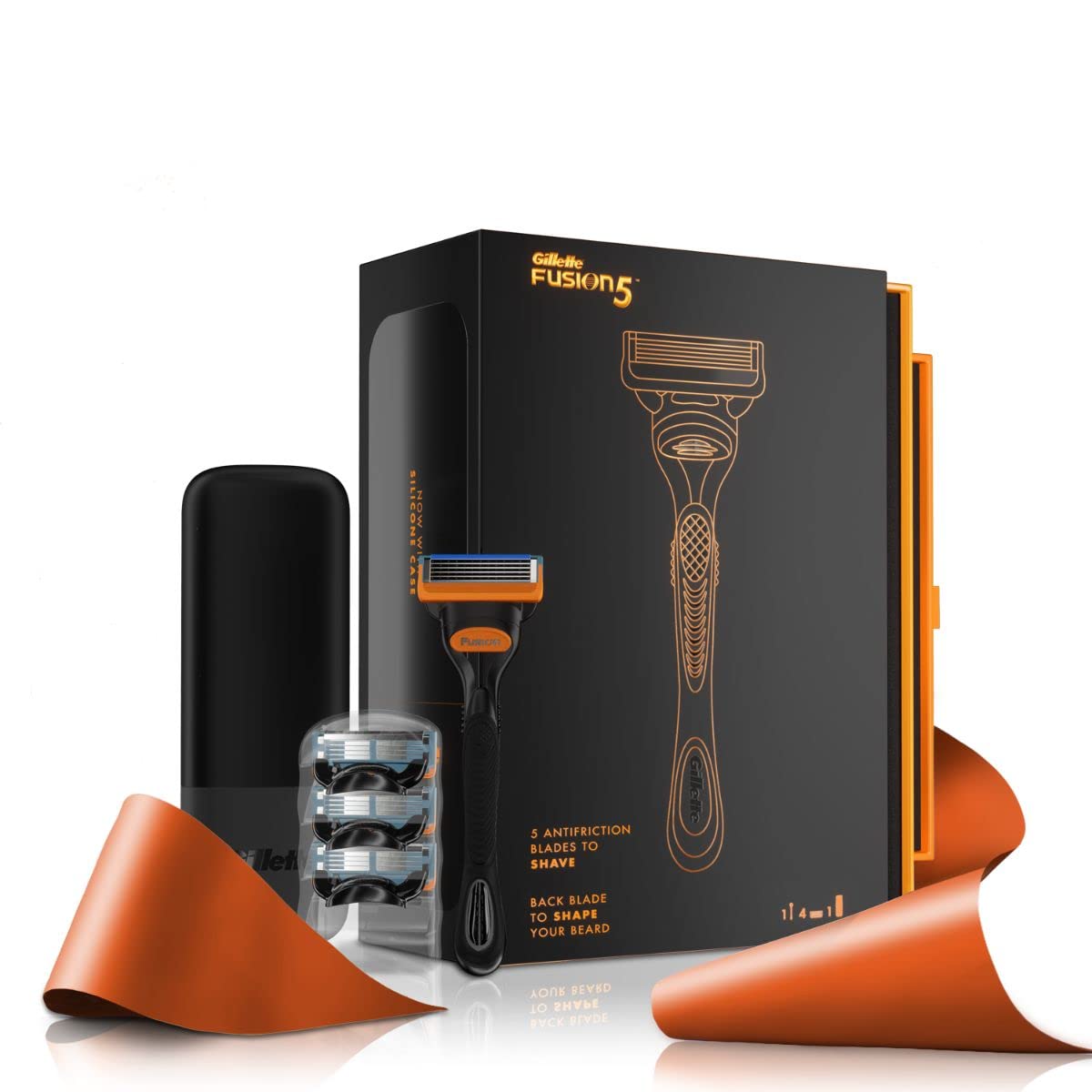 Gillette - Men Fusion5 Premium Gift Set - 1 Handle, 4 Fusion Blades , Travel Case