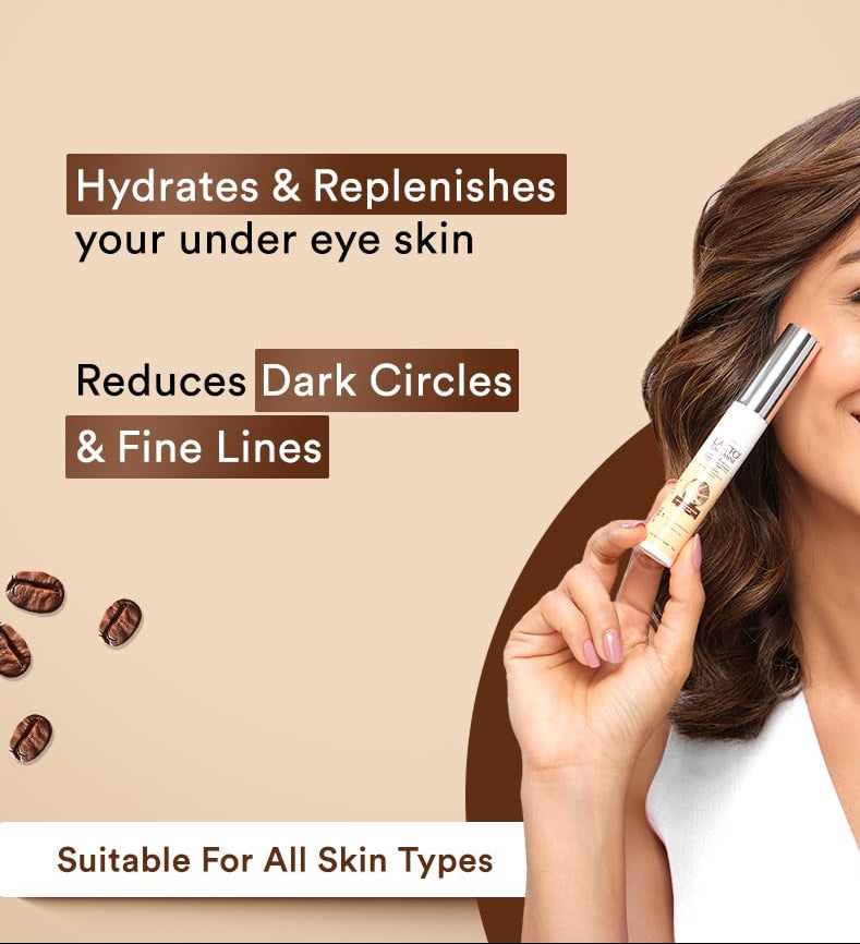 Under-eye cream roller applicator applying product near the eye area