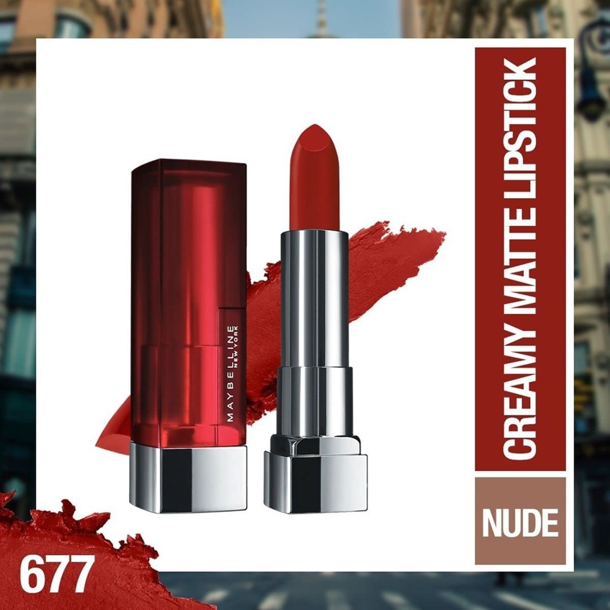 Maybelline - New York Color Sensational Creamy Matte Lipstick, 677 Noho Amber 3.9g