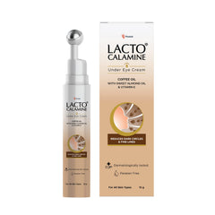 Lacto Calamine under eye cream tube with cooling roller and beige label, 15 g