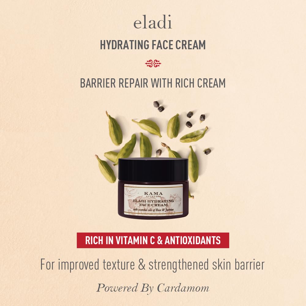 Kama Ayurveda - Eladi Hydrating Face Cream | Enriched With Vitamin C & E | Barrier Repair 50g
