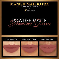 MyGlamm - Manish Malhotra Powder Matte Lipstick - Bohemian Queen (Brown Shade) | Water-resistant, Luxurious, Powder Matte Lip Colour