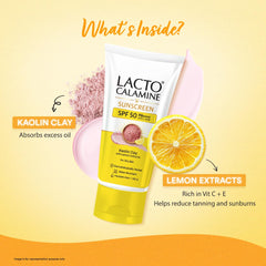 Lacto Calamine - Sunscreen SPF 50 PA ++++ UVA-UVB  Kaolin Clay with Lemon Extracts for Oily Skin 100g