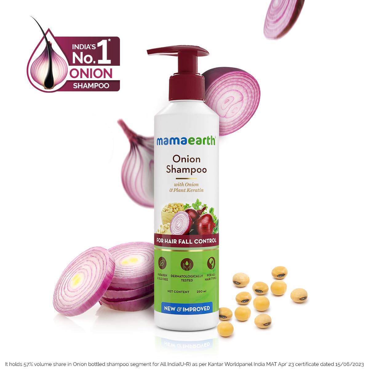 Mamaearth - Onion Shampoo with Onion and Plant Keratin for Hair Fall Control - 250ml