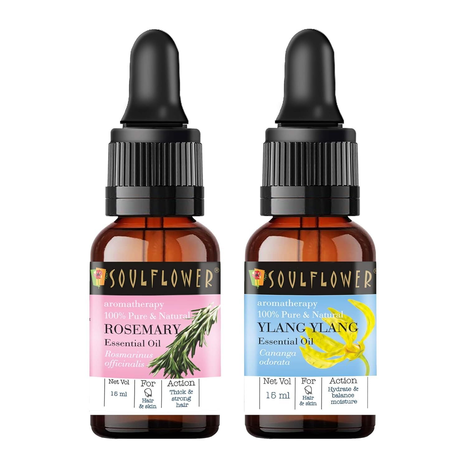 SoulFlower - Rosemary & Ylang Ylang Essential Oil to Grow New Hair 15ml