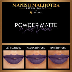 MyGlamm - Manish Malhotra Powder Matte Lipstick - Wild Violet (Violet Purple Shade) | Water-resistant, Luxurious, Powder Matte Lip Colour