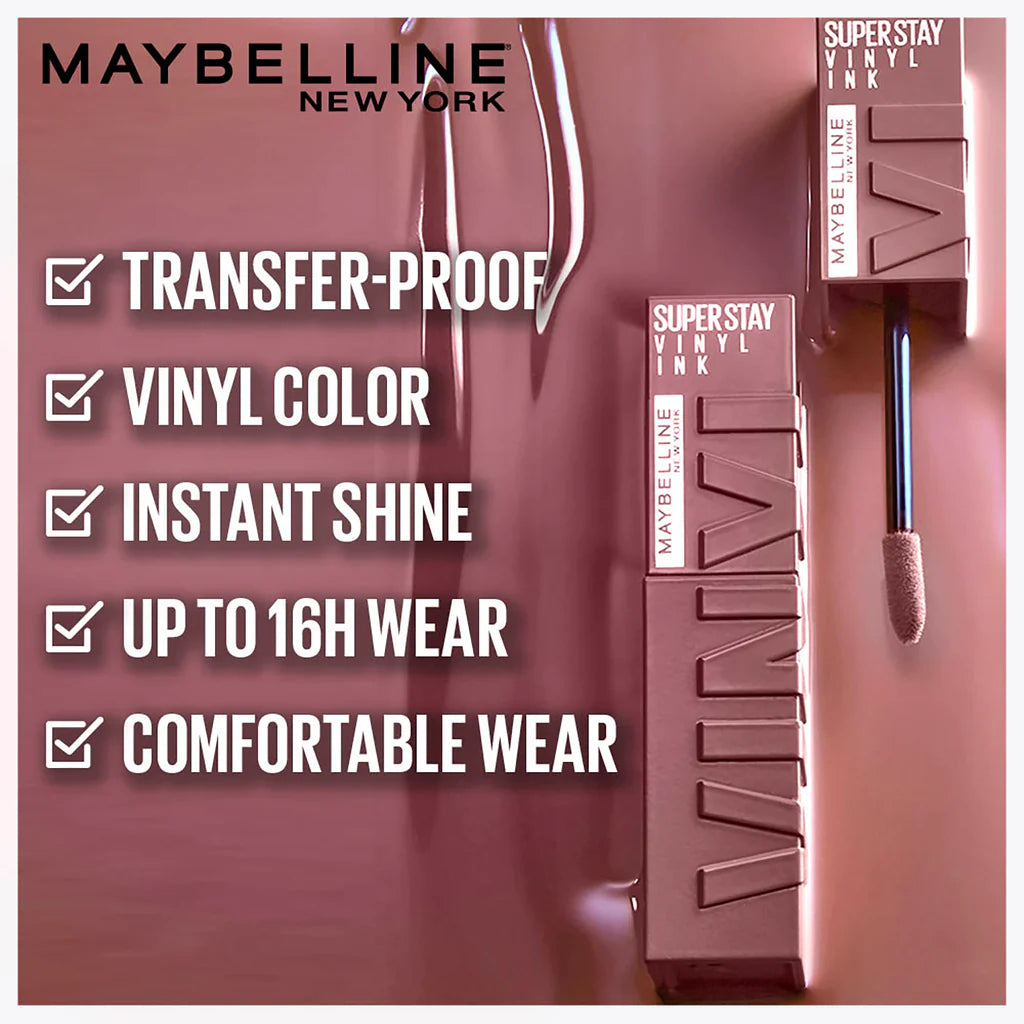 Maybelline - New York Super Stay Vinyl Ink Liquid Lipstick, Instant Shine Lasts Up To 16H - Awestruck 4.2ml
