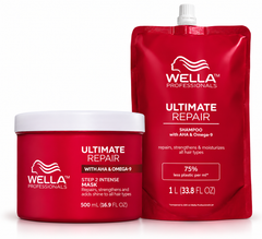 Wella Professionals Ultimate Repair Shampoo Refill Pouch 1L + Ultimate Repair Mask 500ml Bundle