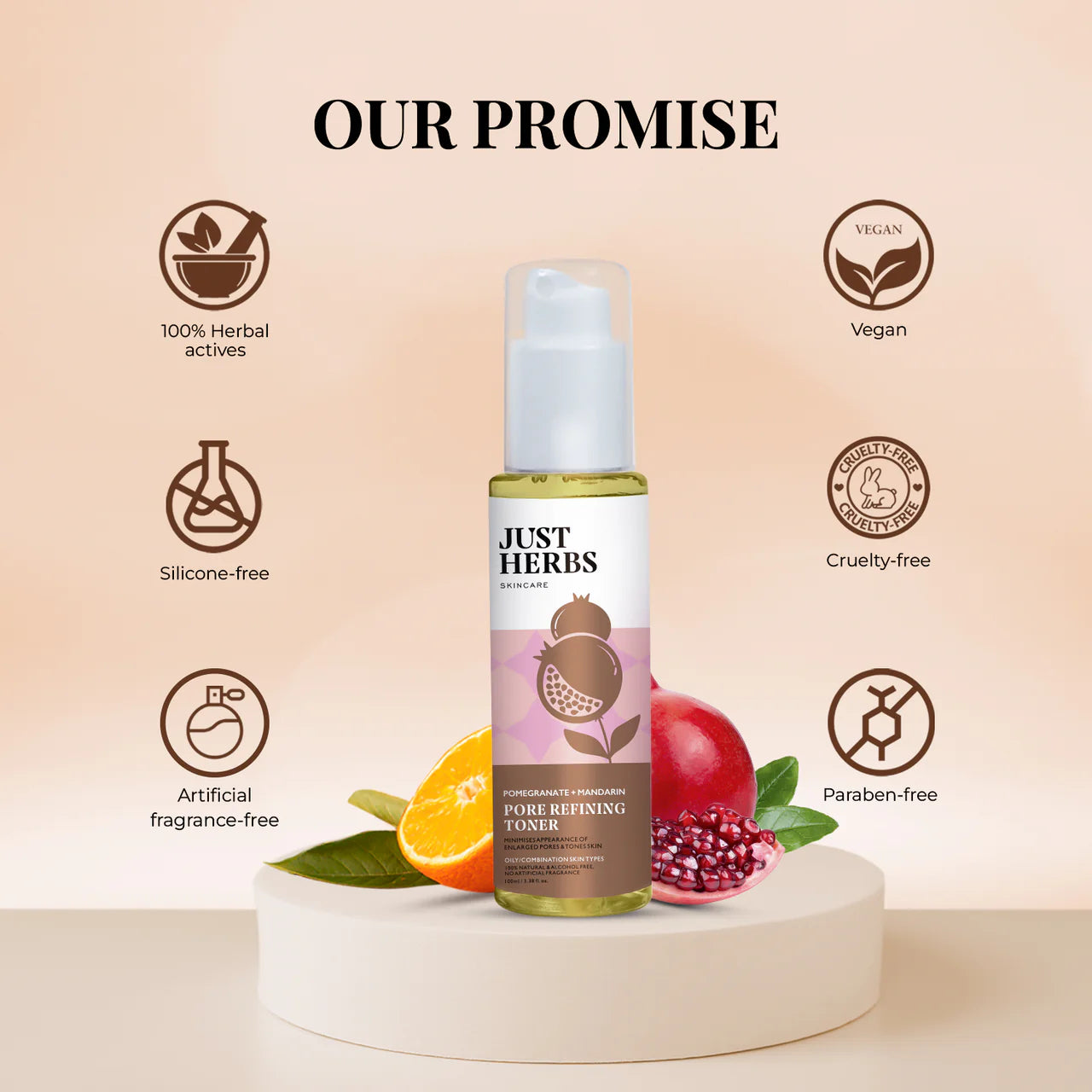 Just Herbs - Pomegranate & Mandarin Pore Refining Tonique (Enlarged Pores) 100ml