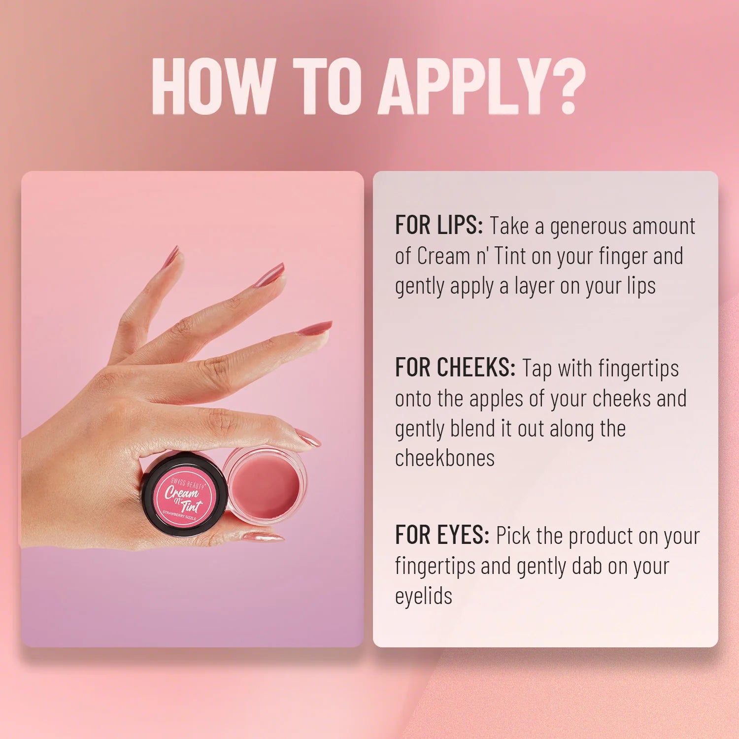 Swiss Beauty - 3-in-1 Lip and Cheek Cream N' Tint Coral Candy