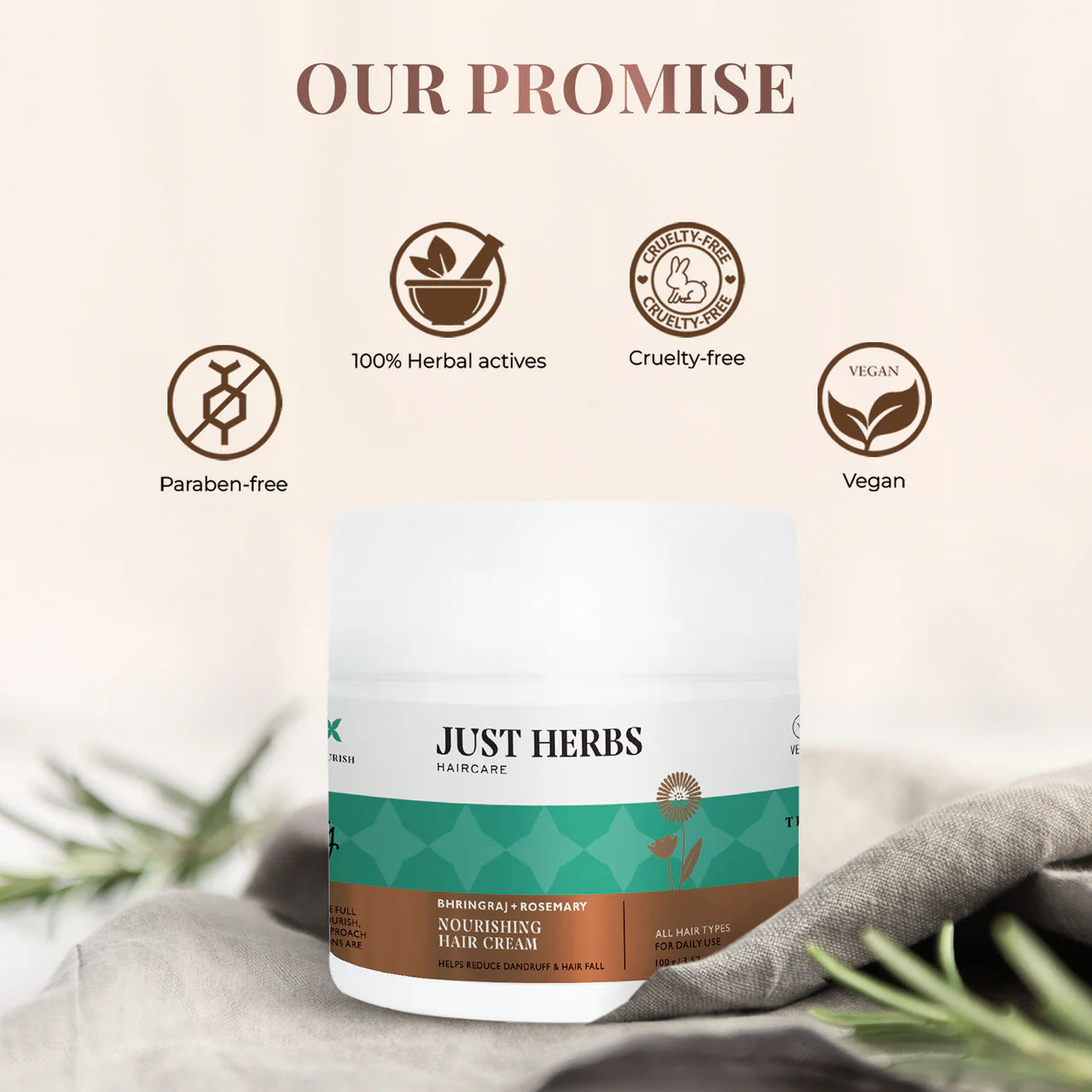 Just Herbs - BHRINGRAJ + ROSEMARY NOURISHING HAIR CREAM 100g
