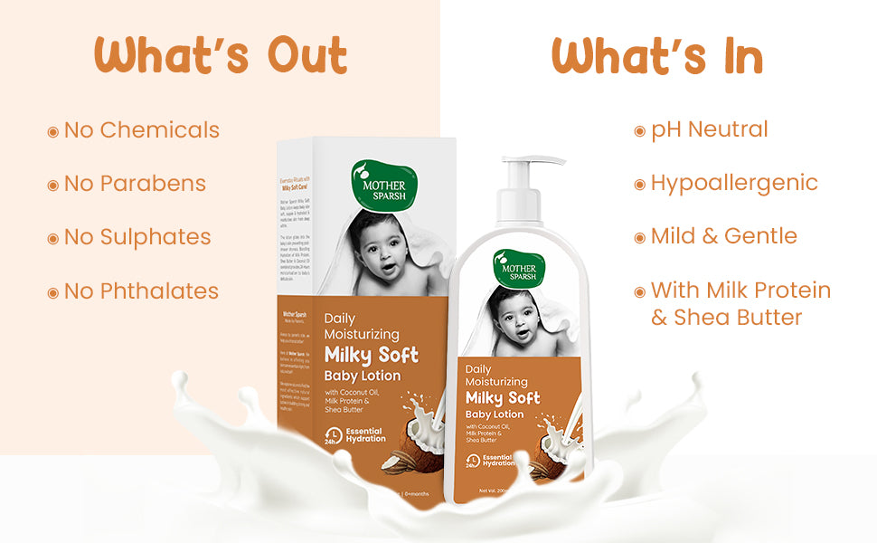 Mother Sparsh Milky Soft Baby Lotion With Milk Protein, Coconut Oil & Shea Butter 200ml